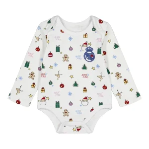 Body Navideño Manga Larga Bebés Blanco/Azul Marino