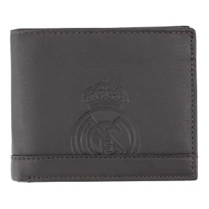 Cartera Horizontal Cuero Marrón Oscuro Con Monedero Real Madrid