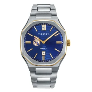 Reloj Hombre con Correa Dorada de Acero y Acabado Plateado Viceroy